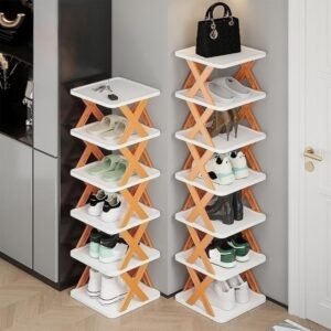 5 Layer Multifunctional Shoe Rack - White and Orange